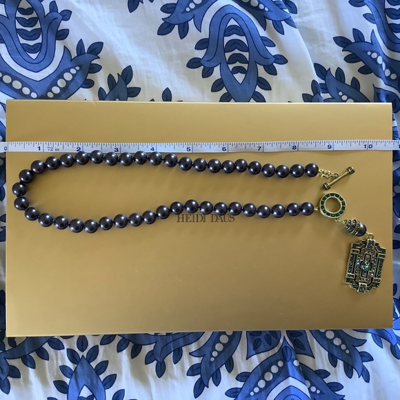 Heidi Daus Beaded Crystal Toggle Necklace With Earrings and Ring Set Blue Multi - Picture 14 of 16